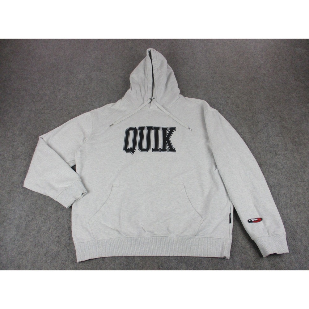 VINTAGE Quiksilver Hoodie Mens Large Gray Pullover Fleece Hooded Drawstring Y2K